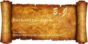Berkovits Jakus névjegykártya